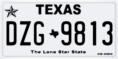 TX license plate DZG9813