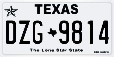 TX license plate DZG9814