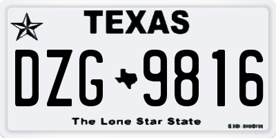 TX license plate DZG9816