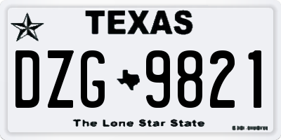 TX license plate DZG9821