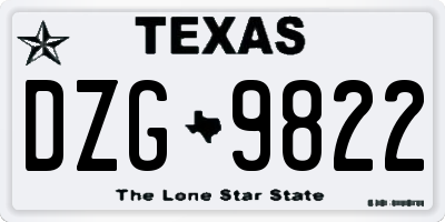TX license plate DZG9822