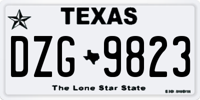 TX license plate DZG9823