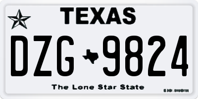 TX license plate DZG9824
