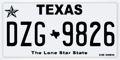 TX license plate DZG9826