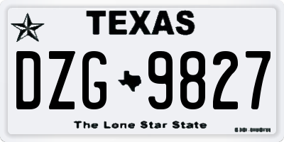 TX license plate DZG9827