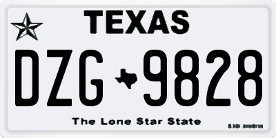 TX license plate DZG9828