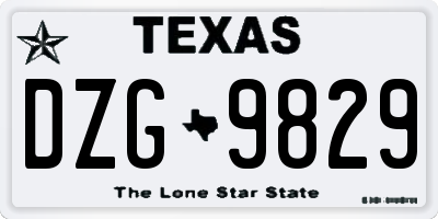 TX license plate DZG9829