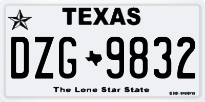 TX license plate DZG9832