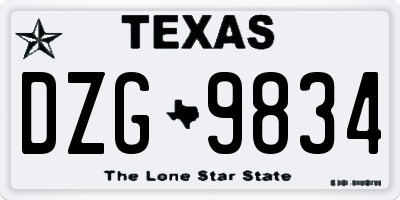 TX license plate DZG9834