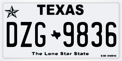 TX license plate DZG9836