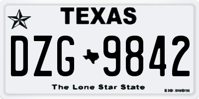 TX license plate DZG9842