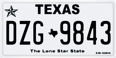 TX license plate DZG9843