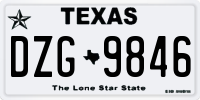 TX license plate DZG9846