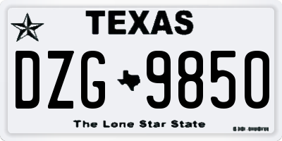 TX license plate DZG9850