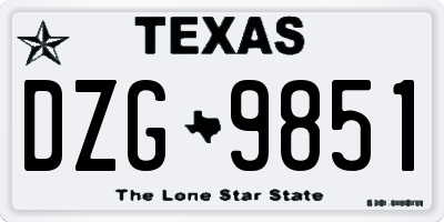 TX license plate DZG9851