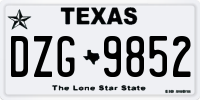 TX license plate DZG9852