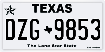 TX license plate DZG9853