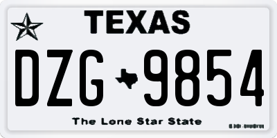 TX license plate DZG9854