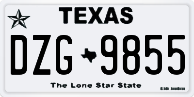 TX license plate DZG9855