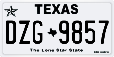 TX license plate DZG9857
