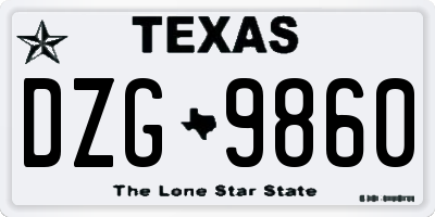 TX license plate DZG9860