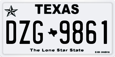 TX license plate DZG9861