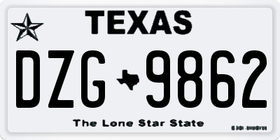 TX license plate DZG9862