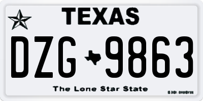 TX license plate DZG9863