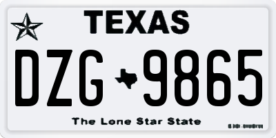 TX license plate DZG9865
