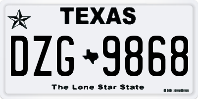 TX license plate DZG9868