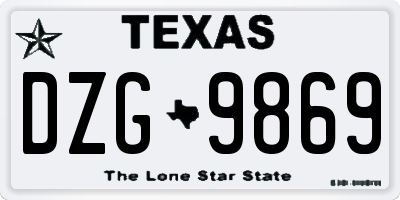 TX license plate DZG9869
