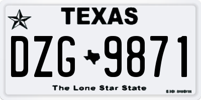 TX license plate DZG9871