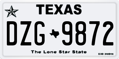 TX license plate DZG9872