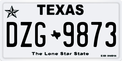 TX license plate DZG9873
