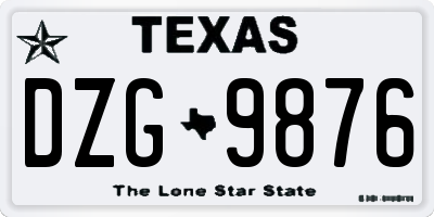 TX license plate DZG9876