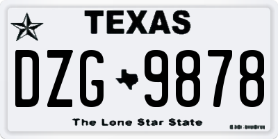 TX license plate DZG9878