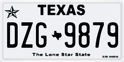 TX license plate DZG9879