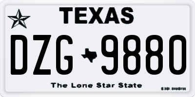 TX license plate DZG9880
