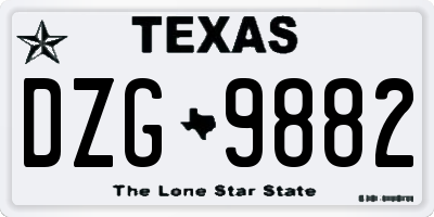 TX license plate DZG9882
