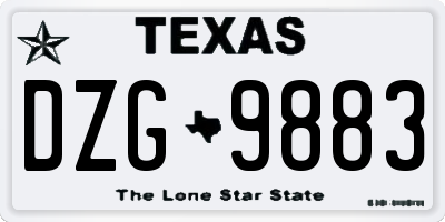 TX license plate DZG9883