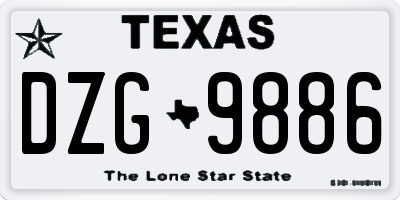 TX license plate DZG9886