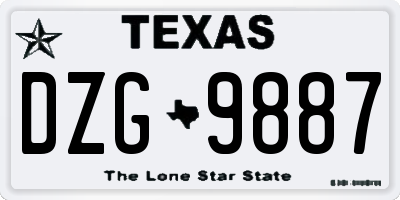TX license plate DZG9887