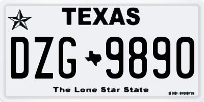TX license plate DZG9890