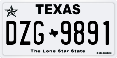 TX license plate DZG9891