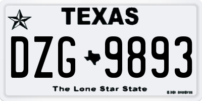 TX license plate DZG9893