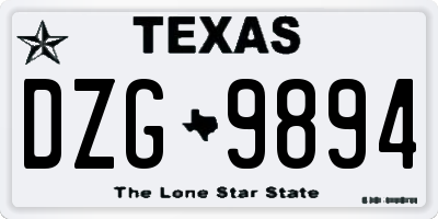 TX license plate DZG9894