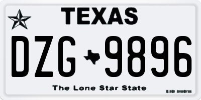 TX license plate DZG9896