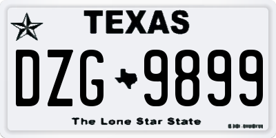 TX license plate DZG9899