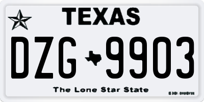 TX license plate DZG9903