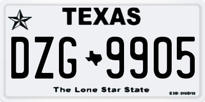 TX license plate DZG9905